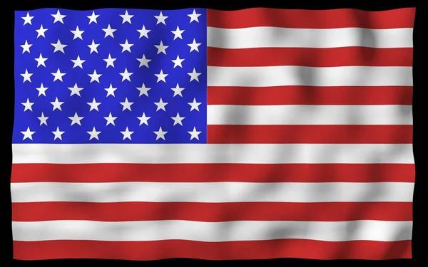Хвильовий прапор Сполучених Штатів Америки на темному фоні. Зірки і смуги. Державний символ США. 3D ілюстрація — стокове фото