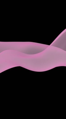Soyut mor dalga. Siyah arka plan üzerinde parlak mor şerit. Mor atkı. Soyut duman. Raster hava arka planı. Dikey görüntü yönlendirmesi. 3d illüstrasyon
