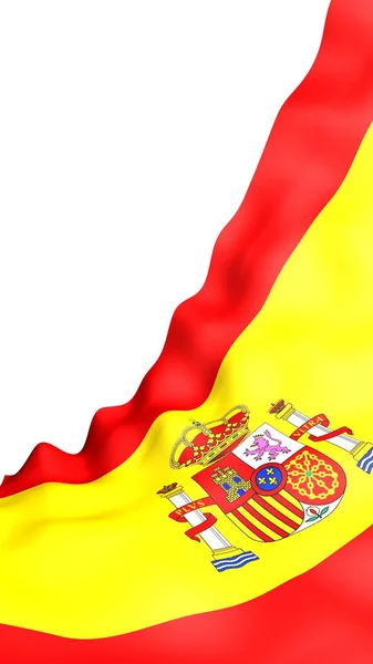 Le drapeau d'Espagne. Symbole officiel du Royaume d'Espagne. Concept : web, pages sportives, cours de langues, voyages, éléments de design. Illustration 3d — Photo