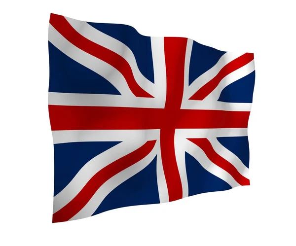 Mávání vlajkou Velké Británie. Britská vlajka. Spojené království Velké Británie a Severního Irska. Státní symbol ve Velké Británii. 3D obrázek — Stock fotografie