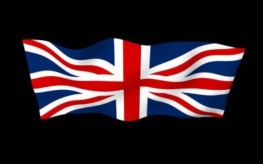 Büyük Britanya bayrağını sallıyor. İngiliz bayrağı. Büyük Britanya ve Kuzey İrlanda Birleşik Krallığı. Birleşik Krallık 'ın sembolü. 3B illüstrasyon