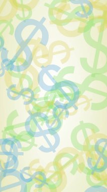 Beyaz arka planda saydam dolar işaretleri var. 3B illüstrasyon