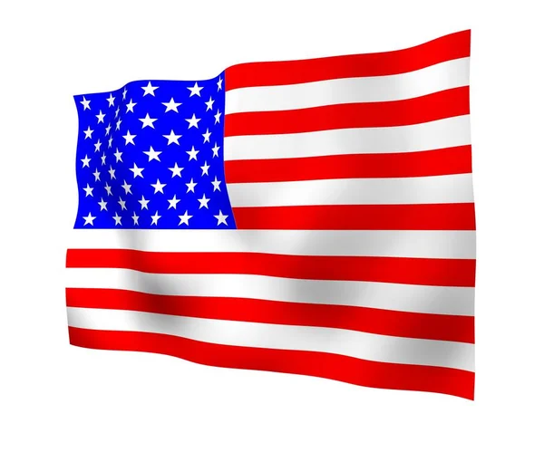 Κυματιστή σημαία των Ηνωμένων Πολιτειών της Αμερικής. Αστέρια και Ρίγες. Κρατικό σύμβολο των ΗΠΑ. 3D απεικόνιση — Φωτογραφία Αρχείου