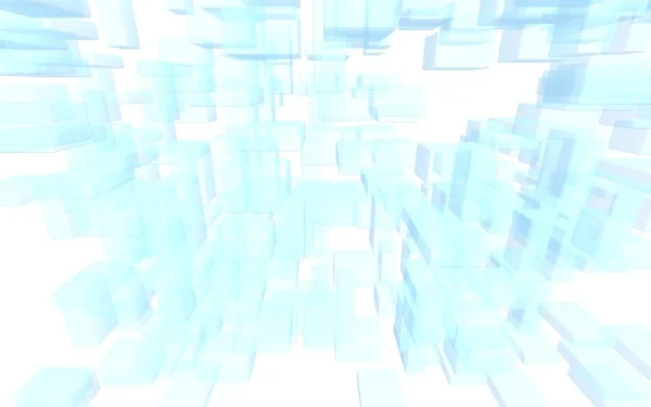 Bleu et blanc abstrait fond numérique et technologique. Le motif avec rectangles répétitifs. Illustration 3D — Photo