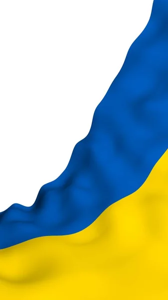 Le drapeau de l'Ukraine sur un fond blanc. Drapeau national et enseigne de l'État. Bicolore bleu et jaune. Illustration 3D agitant le drapeau — Photo