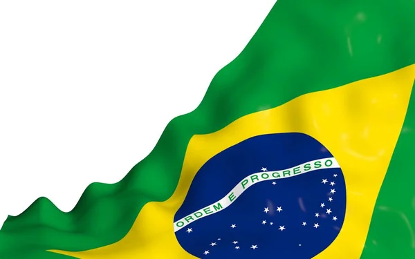 Flagge Brasiliens schwenkend. ordem e progresso. Ordnung und Fortschritt. Rio de Janeiro. Südamerika. Staatssymbol. 3D-Illustration — Stockfoto