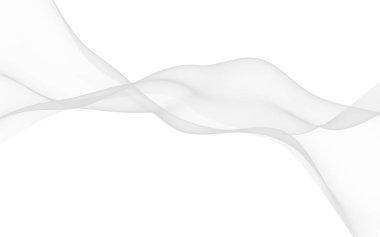 Beyaz soyut arka plan. Dalgalanan beyaz eşarp. Rüzgâr gibi esiyor. 3B illüstrasyon