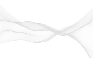 Beyaz soyut arka plan. Dalgalanan beyaz eşarp. Rüzgâr gibi esiyor. 3B illüstrasyon