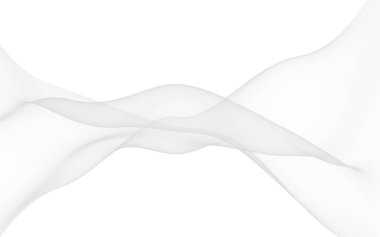 Beyaz soyut arka plan. Dalgalanan beyaz eşarp. Rüzgâr gibi esiyor. 3B illüstrasyon