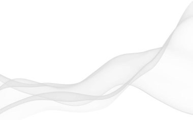 Beyaz soyut arka plan. Dalgalanan beyaz eşarp. Rüzgâr gibi esiyor. 3B illüstrasyon