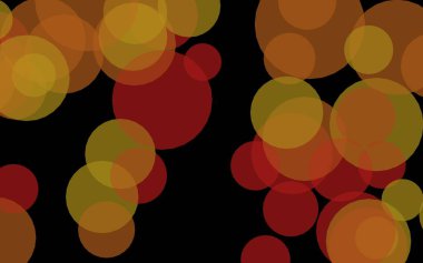 Koyu bir arka plan üzerinde çok renkli yarı saydam daireler. Sarı tonları. 3d illüstrasyon