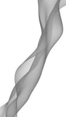 Soyut gri dalga. Raster hava desteği. Beyaz arka planda parlak gri kurdele. Gri eşarp. Soyut gri duman. 3B illüstrasyon