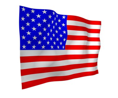 Amerika Birleşik Devletleri bayrağı sallıyor. Yıldızlar ve Çizgiler. ABD 'nin devlet sembolü. 3B illüstrasyon