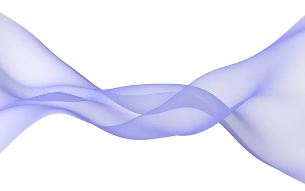 抽象的な青い波。青いスカーフ白い背景に明るい青いリボン。抽象的な煙ラスター空気の背景。3Dイラスト — ストック写真