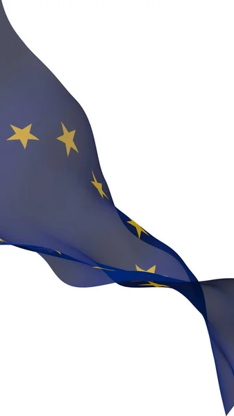 Lekko machająca flaga Unii Europejskiej odizolowana na białym tle, renderowanie 3D. Symbol Europy. 3D ilustracja — Zdjęcie stockowe
