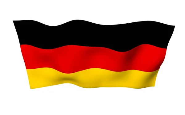 德国国旗。宽格式3D插图。德意志联邦共和国的国家象征。3D渲染 — 图库照片