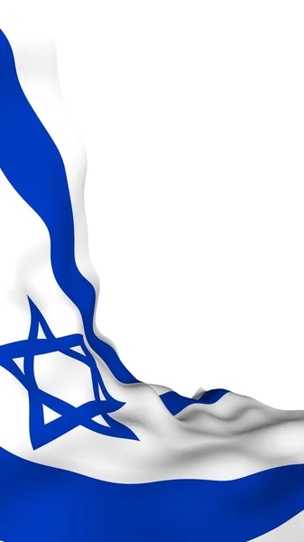 Die Flagge Israels. Staatssymbol des Staates Israel. Ein blauer Davidstern zwischen zwei horizontalen blauen Streifen auf einem weißen Feld. 3D-Illustration — Stockfoto