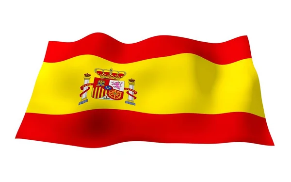 Le drapeau d'Espagne. Symbole officiel du Royaume d'Espagne. Concept : web, pages sportives, cours de langues, voyages, éléments de design. Illustration 3d — Photo