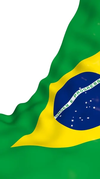 Integetett zászló, Brazília. Ordem e Progresso. Rendelés és a haladás. Rio de Janeiro. Dél-Amerikában. Állami szimbólum. 3D-s illusztráció — Stock Fotó