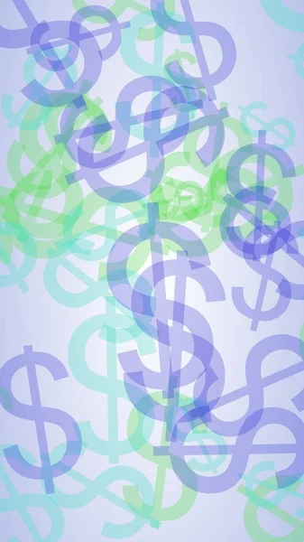 Різнокольорові прозорі доларові знаки на білому тлі. 3D ілюстрація — стокове фото