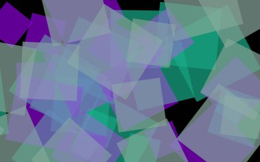 Koyu arkaplanda çok renkli yarı şeffaf kareler. 3B illüstrasyon