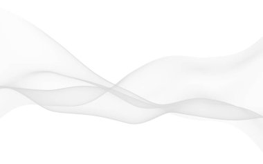 Beyaz soyut arka plan. Dalgalanan beyaz eşarp. Rüzgâr gibi esiyor. 3B illüstrasyon