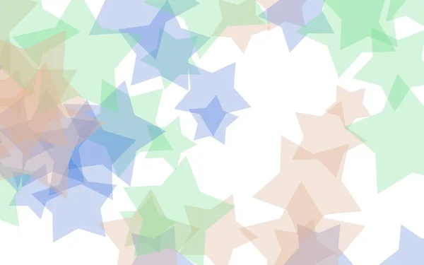 Різнокольорові напівпрозорі зірки на білому тлі. Зелені тони. 3D ілюстрація — стокове фото