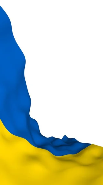 Flaga Ukrainy na bia? ym tle. Flaga narodowa i chorąży. Niebieski i żółty dwukolorowy. 3D ilustracja machanie flaga — Zdjęcie stockowe