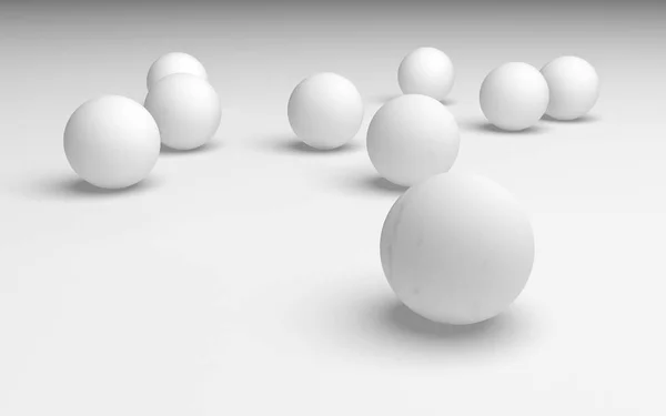 Witte abstracte achtergrond. Set witte ballen geïsoleerd op witte achtergrond. 3D illustratie — Stockfoto