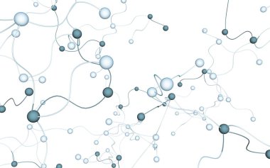 Sinir ağı. Sosyal ağ. Fütüristik DNA, deoksiribonükleik asit. Soyut molekül, hücre illüstrasyonu, miselyum. Açık arka plan. 3d illüstrasyon