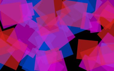 Koyu arka plan üzerinde çok renkli yarı saydam kareler. Pembe tonları. 3d illüstrasyon