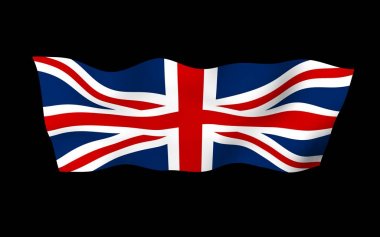 Büyük Britanya bayrağını sallıyor. İngiliz bayrağı. Büyük Britanya ve Kuzey İrlanda Birleşik Krallığı. Birleşik Krallık 'ın sembolü. 3B illüstrasyon