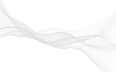Beyaz soyut arka plan. Dalgalanan beyaz eşarp. Rüzgâr gibi esiyor. 3B illüstrasyon