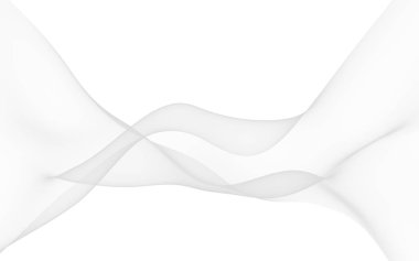 Beyaz soyut arka plan. Dalgalanan beyaz eşarp. Rüzgâr gibi esiyor. 3B illüstrasyon