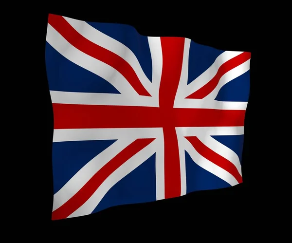 Acenando bandeira da Grã-Bretanha em fundo escuro. Bandeira britânica. Reino Unido da Grã-Bretanha e Irlanda do Norte. Símbolo estatal do Reino Unido. Ilustração 3D — Fotografia de Stock