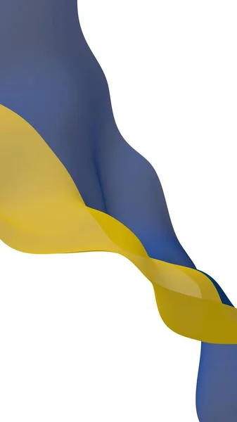 La bandiera di Ukraine su sfondo bianco. Bandiera nazionale e guardiamarina statale. Bicolore blu e giallo. Illustrazione 3D sventola bandiera — Foto Stock