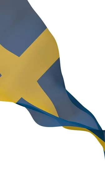 La bandiera di Sweden. Simbolo ufficiale del Regno di Svezia. Un campo blu con una croce scandinava gialla che si estende fino ai bordi della bandiera. Illustrazione 3d — Foto Stock