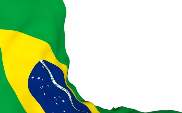 Waving flag of Brazil. Ordem e Progresso. Order and progress. Rio de Janeiro. South America. State symbol. 3d illustration — Stock Photo, Image