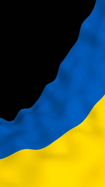 The flag of Ukraine on a dark background. National flag and state ensign. Blue and yellow bicolour. 3D illustration waving flag — Stock Photo, Image