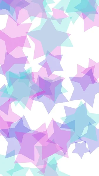 Estrellas translúcidas multicolores sobre un fondo blanco. Tonos rosados. Ilustración 3D —  Fotos de Stock