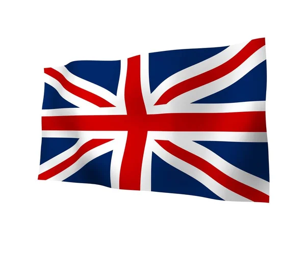Büyük Britanya bayrağı sallayarak. İngiliz bayrağı. Birleşik Krallık of Büyük Britanya ve Kuzey İrlanda. İngiltere'de devlet sembolü. 3D çizim