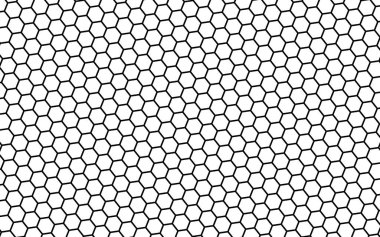 Beyaz arka planda siyah bal peteği. Çokgenin perspektif görüntüsü bal peteğine benziyor. İzometrik geometri. 3B illüstrasyon