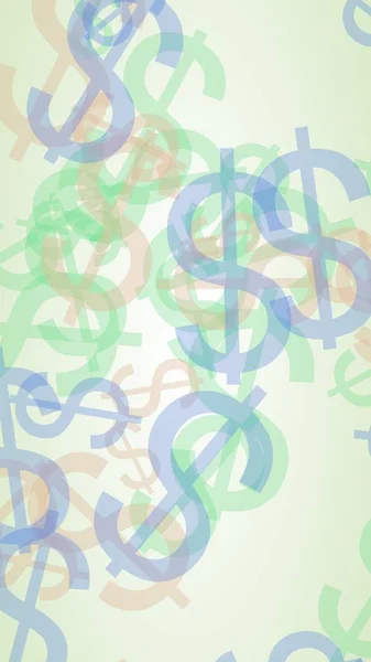 Többszínű áttetsző dollár jelek fehér alapon. 3D illusztráció — Stock Fotó