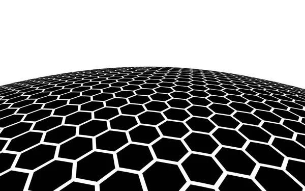 Panal negro sobre fondo blanco. La perspectiva sobre el polígono parece un panal. Geometría isométrica. Ilustración 3D —  Fotos de Stock