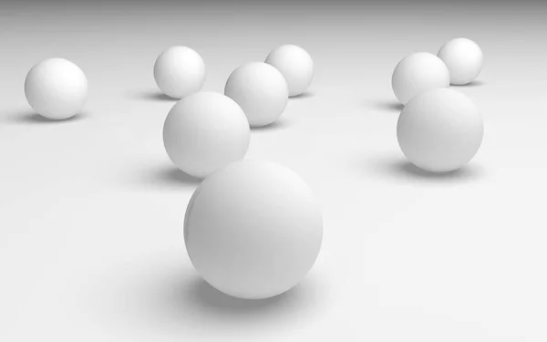 Fundo abstrato branco. Conjunto de bolas brancas isoladas no fundo branco. Ilustração 3D — Fotografia de Stock