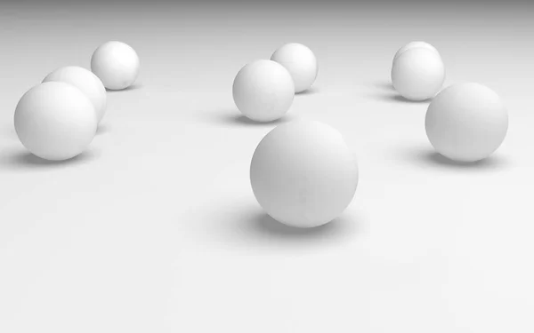 Witte abstracte achtergrond. Set witte ballen geïsoleerd op witte achtergrond. 3D illustratie — Stockfoto