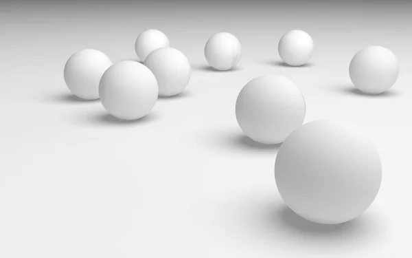 Fondo abstracto blanco. Set de bolas blancas aisladas sobre fondo blanco. Ilustración 3D — Foto de Stock