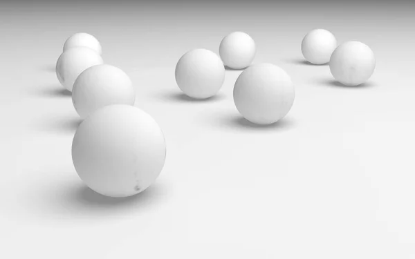 Białe abstrakcyjne tło. Zestaw białych kulek odizolowanych na białym tle. 3D ilustracja — Zdjęcie stockowe
