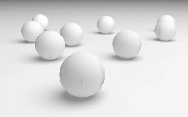 Bílé abstraktní pozadí. Sada bílých koulí izolovaných na bílém pozadí. 3D ilustrace — Stock fotografie