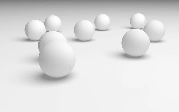 Witte abstracte achtergrond. Set witte ballen geïsoleerd op witte achtergrond. 3D illustratie — Stockfoto